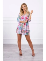 Květinové šaty s vázáním v pase ve fialové barvě Květinové šaty s vázáním v pase ve fialové barvě