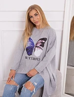 Halenka oversize s potiskem šedá