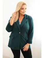 Dámská viskózová sako Plus Size s dlouhým rukávem a límcem mořská Dámská viskózová sako Plus Size s dlouhým rukávem a límcem mořská