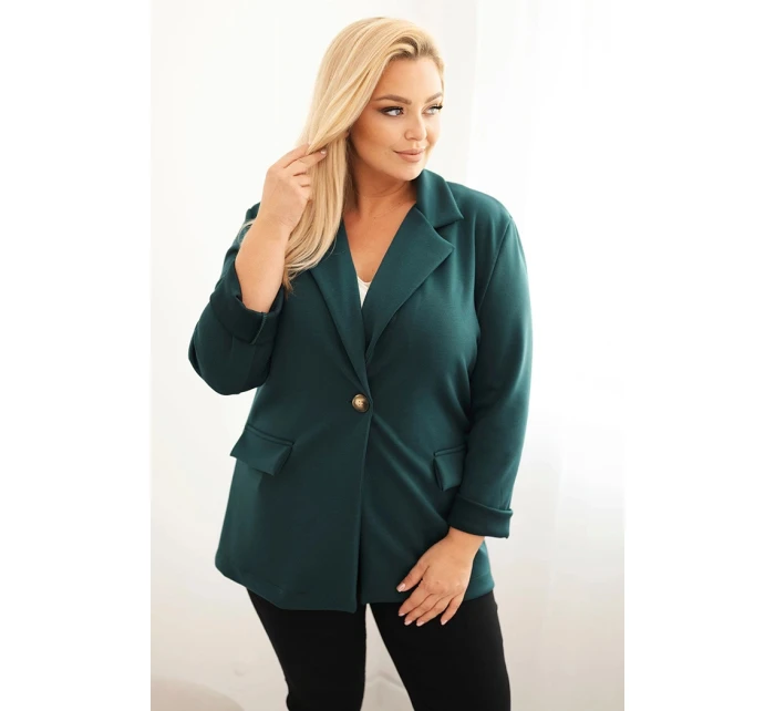 Dámská viskózová sako Plus Size s dlouhým rukávem a límcem mořská Dámská viskózová sako Plus Size s dlouhým rukávem a límcem mořská