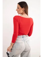 Dámská svetr z model 21937960 s kulatým výstřihem a dlouhým rukávem červená - K-Fashion Dámská svetr z model 21937960 s kulatým výstřihem a dlouhým rukávem červená - K-Fashion