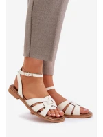 Kožené Dámské Sandály Na Plochém Podpatku Zazoo model 21682231 Ecru - Boto