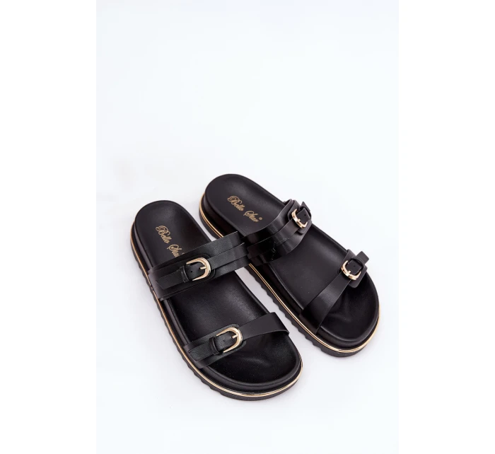 Dámské Klapky Hladké Na Platformě S A Přezkami Černé model 21687650 - Boto Dámské Klapky Hladké Na Platformě S A Přezkami Černé model 21687650 - Boto