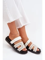 Dámské pantofle na platformě se suchým zipem bílé model 21703973 - Boto Dámské pantofle na platformě se suchým zipem bílé model 21703973 - Boto