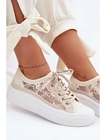Dámské tenisky s krajkou na platformě Lee Cooper LCW-26-44-4481 Béžové