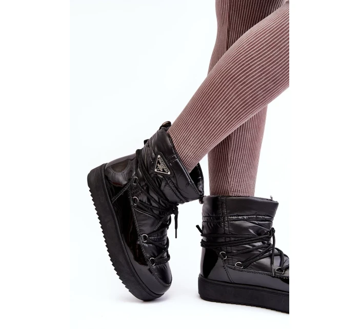 Dámské boty do sněhu na platformě se šněrováním v černém Fleure Dámské boty do sněhu na platformě se šněrováním v černém Fleure