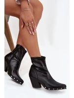 Dámské kovbojské botky Abrielle – na sloupkovém podpatku, černé Dámské kovbojské botky Abrielle – na sloupkovém podpatku, černé