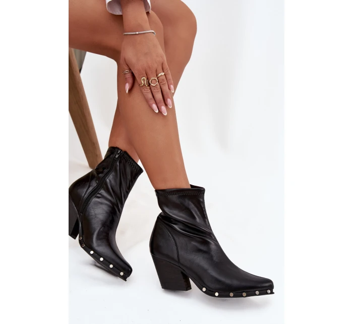 Dámské kovbojské botky Abrielle – na sloupkovém podpatku, černé Dámské kovbojské botky Abrielle – na sloupkovém podpatku, černé