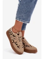 Dámské tenisky na platformě s leopardím vzorem – béžové Denissa Dámské tenisky na platformě s leopardím vzorem – béžové Denissa