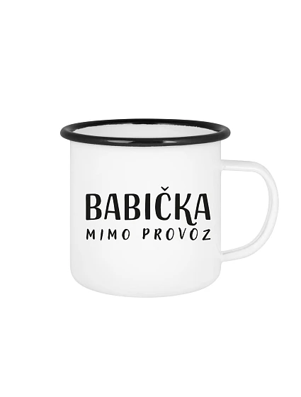 BABIČKA MIMO PROVOZ - bílý plecháček 350 ml BABIČKA MIMO PROVOZ - bílý plecháček 350 ml