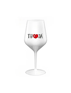 TY A JÁ - bílá nerozbitná sklenice na víno 470 ml