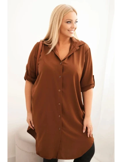 Dámská košilové šaty hnědé - Kesi