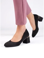 Praktické  lodičky černé dámské na širokém podpatku