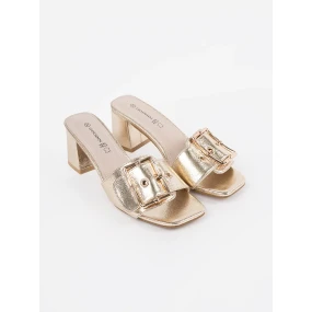 Klasické  nazouváky dámské zlaté na širokém podpatku