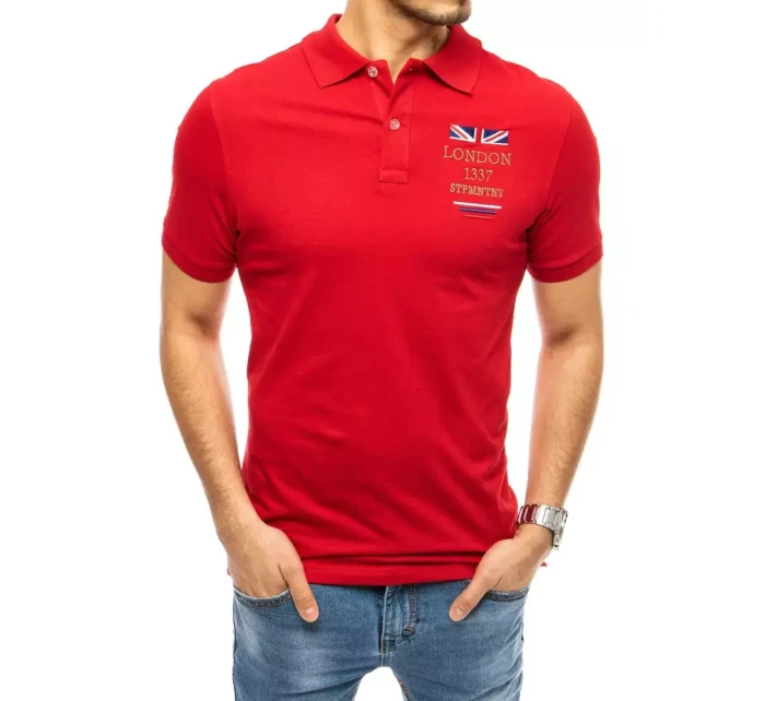 FashionStreet červené vyšívané polo tričko PX0432