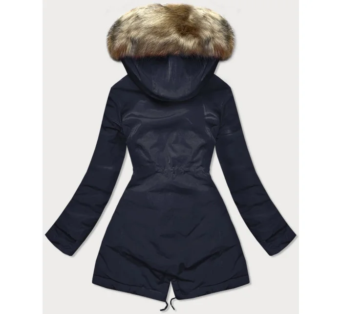 Tmavě modro-hnědá oboustranná dámská bunda (w555)