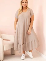 Dámské šaty plus size s krátkým rukávem a volánem z lehké viskózy fango