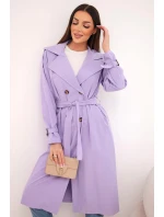 Dámský kabát v pase s límcem světle fialový Dámský kabát v pase s límcem světle fialový