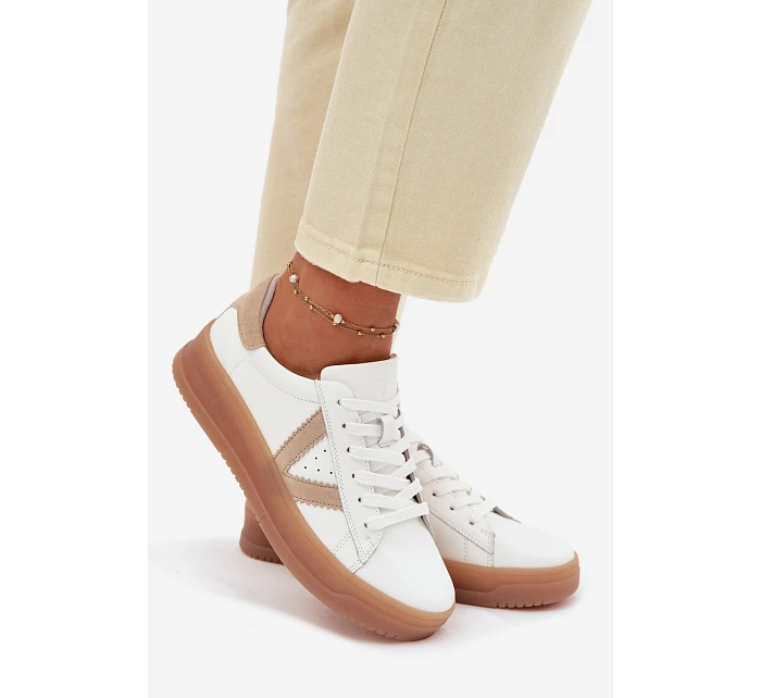 Dámské tenisky z pravé kůže na platformě Vinceza 79597 Bílé Dámské tenisky z pravé kůže na platformě Vinceza 79597 Bílé