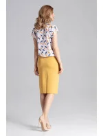 Dámská klasická sukně model 18459058 hořčicová - Figl Dámská klasická sukně model 18459058 hořčicová - Figl