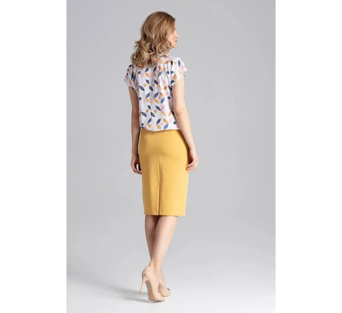 Dámská klasická sukně model 18459058 hořčicová - Figl Dámská klasická sukně model 18459058 hořčicová - Figl