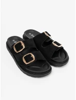 Komfortní dámské  nazouváky černé platforma