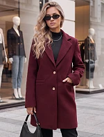 Klasický jednoradový dámský kabát v barvě bordó od FashionStreet NY0855