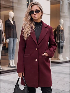 Płaszcz damski klasyczny bordowy model 22580884 - FashionStreet