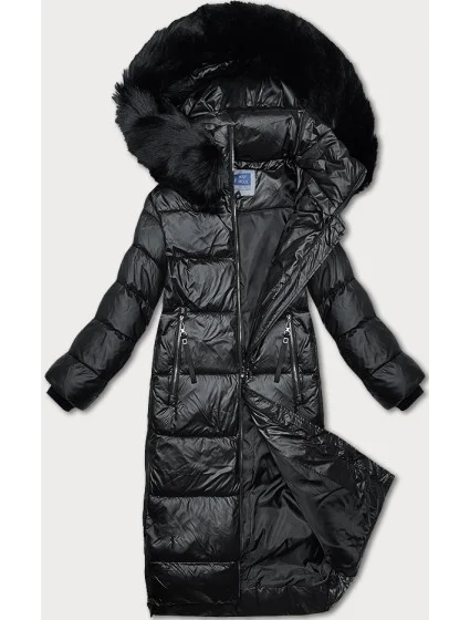 Černá prošívaná zimní bunda s kapucí l 21248879 - WAY MODE