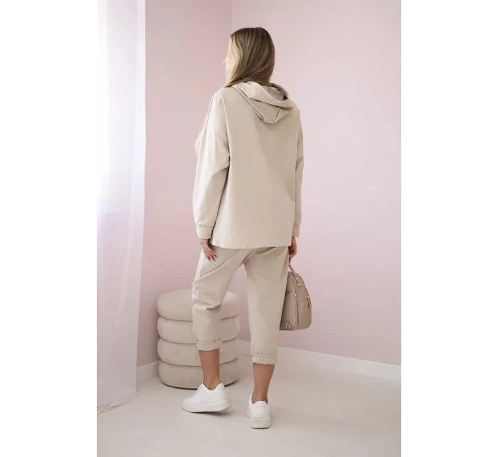 Souprava Punto Milano Winter Hoodie + kalhot béžový