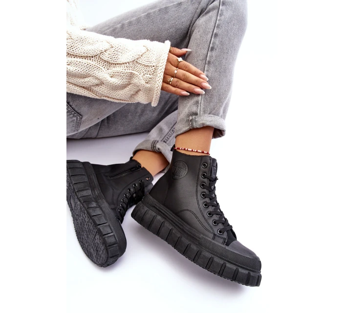 Kožené Boty Na Zip Big Star Černé model 21634271 - Big Star Shoes Kožené Boty Na Zip Big Star Černé model 21634271 - Big Star Shoes