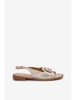 Dámské sandály na plochém podpatku s ozdobným detailem S.Barski KV51-080 zlaté Dámské sandály na plochém podpatku s ozdobným detailem S.Barski KV51-080 zlaté