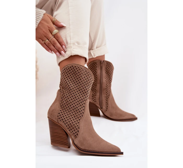 Dámské otevřené kotníkové boty na podpatku Béžové Rivorina