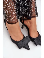 Lesklé lodičky s mašlí černé Gredan