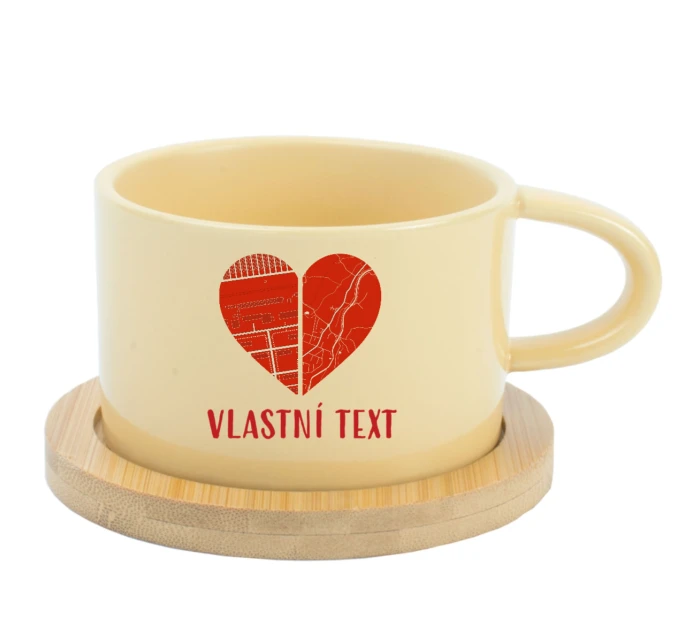 Personalizovaný keramický hrníček Makronka - dvě mapy jako srdce