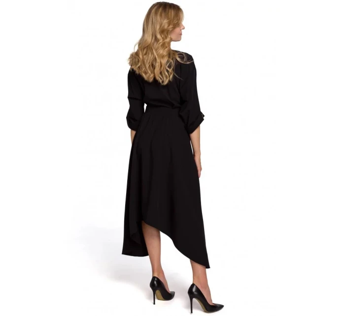 Dámské šaty s ozdobnými knoflíky K086 béžové - Makover