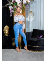 Dámský sexy top Carmen Růžová s květinovým vzorem Style model 20190967 - Koucla Dámský sexy top Carmen Růžová s květinovým vzorem Style model 20190967 - Koucla