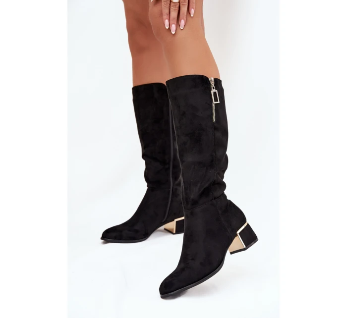 Dámské kozačky na podpatku 6912 Černá - Super mode