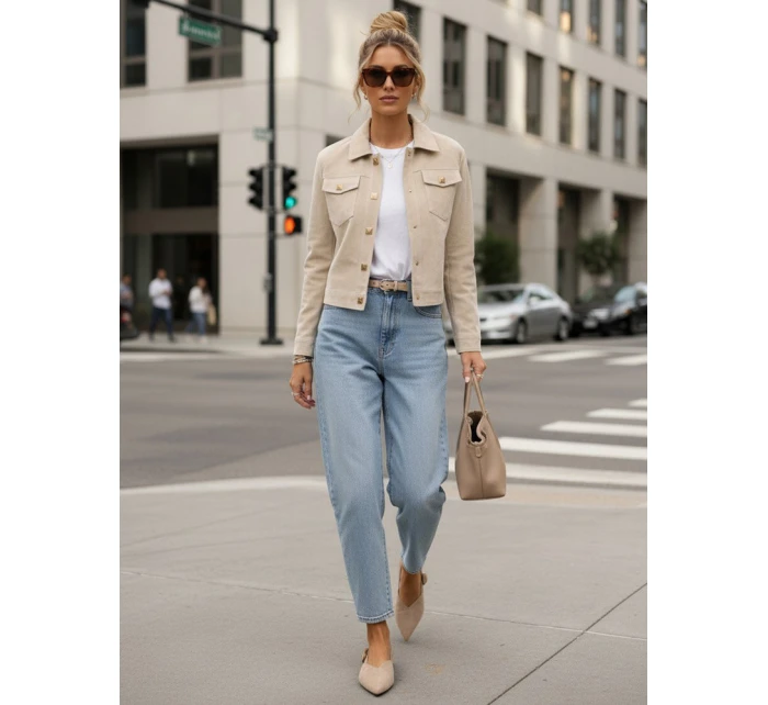 FashionStreet dámská semišová béžová bunda TY5574