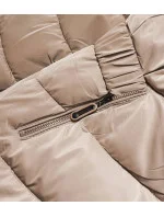 Béžová krátká lesklá dámská bunda (B8090-46)