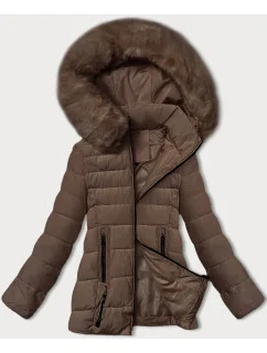 Prošívaná bunda v barvě pro přechodné období s kožešinou u kapuce model 21248223 - S'WEST
