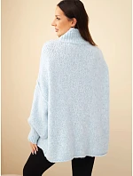 Dámský oversized model 22391394 s přídavkem vlny s rolákem a širokými rukávy modrý - K-Fashion Dámský oversized model 22391394 s přídavkem vlny s rolákem a širokými rukávy modrý - K-Fashion