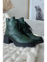 Dámské kožené kotníkové boty na klínu s vyhříváním Vinceza 39950 tmavě zelené