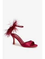 Sandály na podpatku s peřím Caelina – bordó Sandály na podpatku s peřím Caelina – bordó