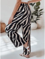 Dámské pruhované kalhoty se širokými nohavicemi ZEBRAVIBE béžovo-černé FashionStreet UY2653