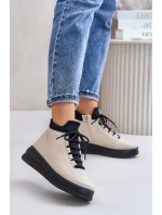 Lehká Kožená Sportovní Obuv Na Platformě Béžová model 21673227 - Artiker Lehká Kožená Sportovní Obuv Na Platformě Béžová model 21673227 - Artiker