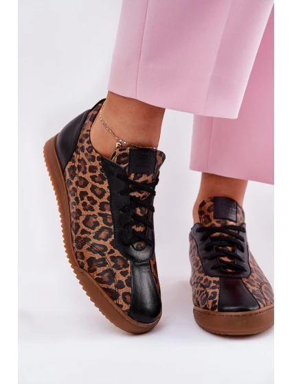 Dámské Kožené Sportovní Boty S Vzorem Laura Hnědé model 21686759 - Laura Messi