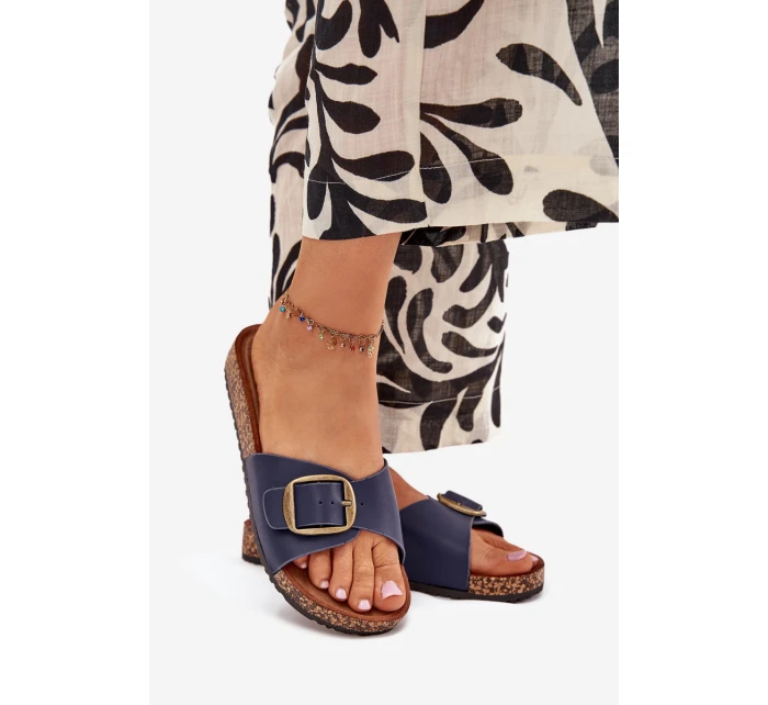 Dámské Sandály Na Korkové Platformě S Přezkou Modré model 21704214 - Boto Dámské Sandály Na Korkové Platformě S Přezkou Modré model 21704214 - Boto