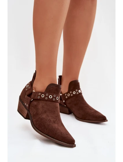 Dámské kotníkové boty s výřezy a pásky model 21919552 - Boto