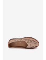 Dámské Ažurové Baleríny z Přírodní Kůže Sergio Leone SP-006 Růžové